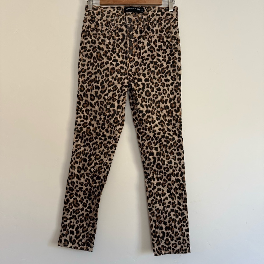 Veronica Beard Leopard Print Ankle Pants - Beige, Black - Picture 3 of 6